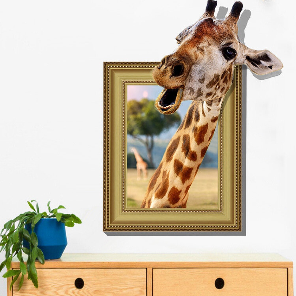 Miico Creative 3D Animal Giraffe Removable Home Room Decorative Wall Door Decor Sticker - Image 2