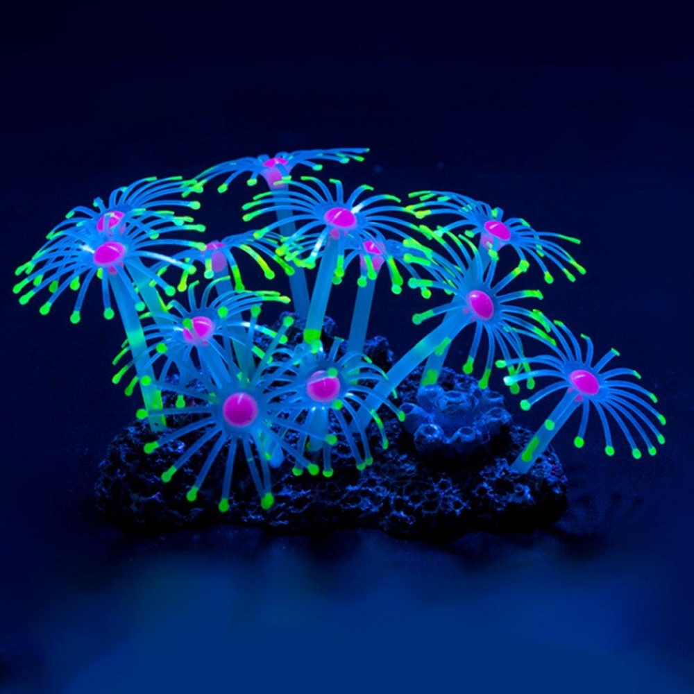 Fluorescent Silicone Aquarium Coral Plant Water Aquatic Fish Tank Ornament Decor Decorations - Yellow - Image 2