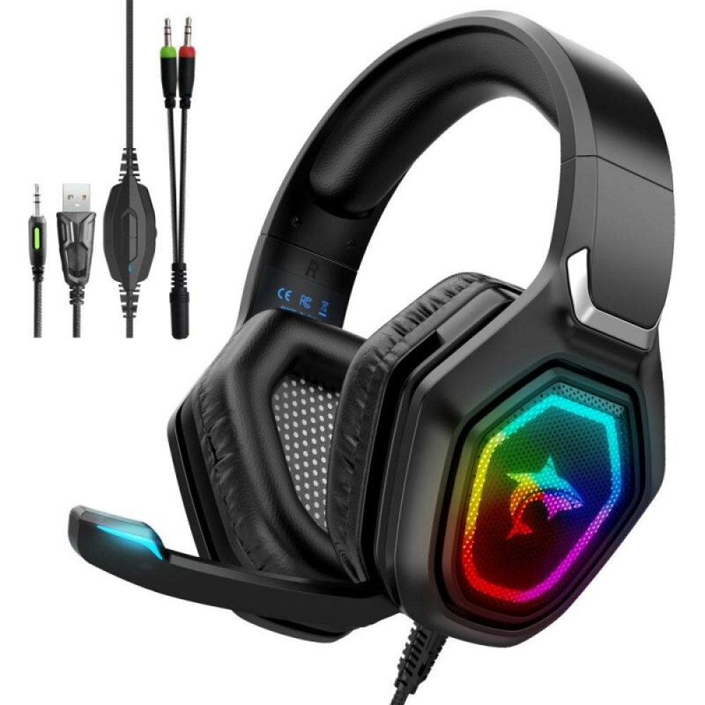Bakeey F3 Gaming Headset USB 3.5 Mm RGB LED Light Bass Stereo Wired Headphone With Mic Gamer Headsets for PS4 for PS5 for Xbox Laptop PC - A