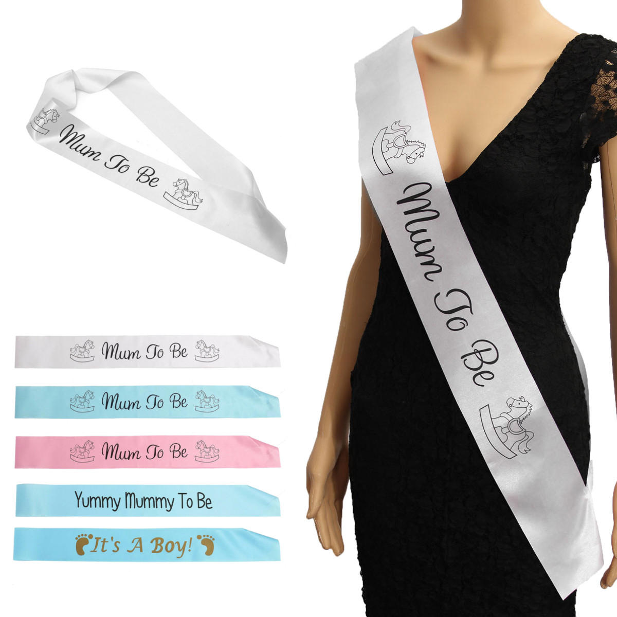 Colors Baby Shower Party Satin Sash Banner Ribbon New Mummy To Be/Grandma/Auntie/Nanny - Girl(Pink)