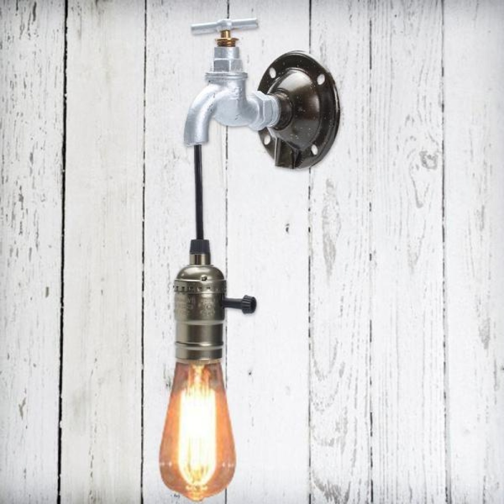 Industrial Vintage Retro E27 Water Tap Pipe Wall Light Fixture for Study Living Room - Image 2