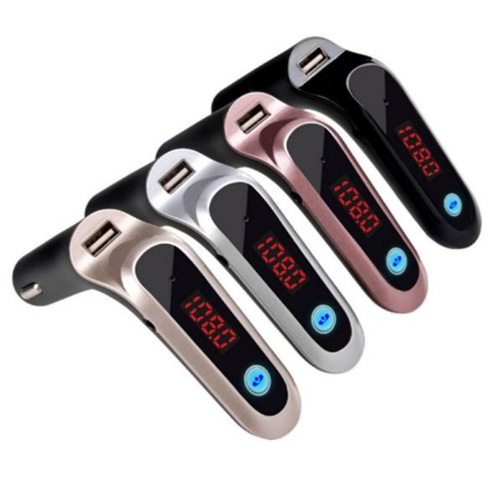 Car bluetooth Hands Free FM Transmitter Wireless bluetooth Car MP3 Player Car Charger - Silver