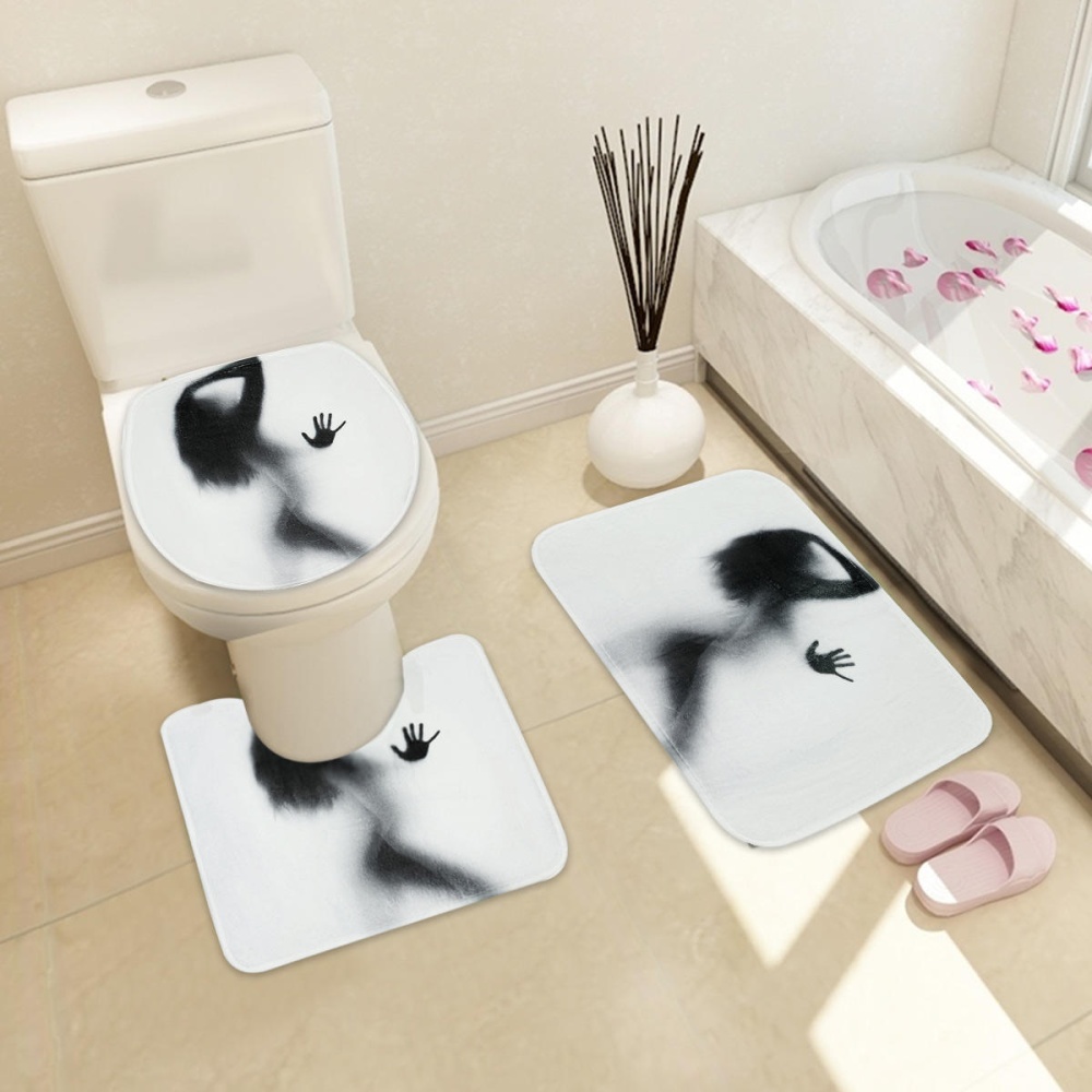 3Pcs/Set Bathroom Rug Mats Female Shadow Anti-slip Carpet Shower Toilet Rug Floor Mat - Image 2