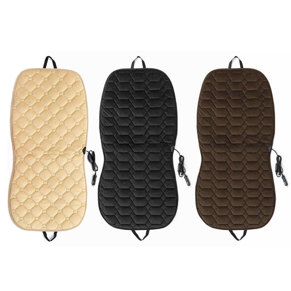 12V Plush Car Heated Seat Cushion Seat Warmer Winter Household Cover Electric Heating Mat - Beige - Image 2