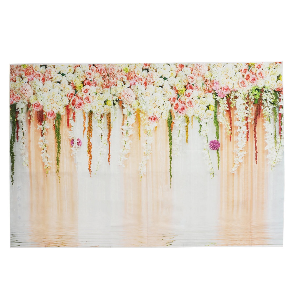 7x5FT Wedding Romantic Flower Wall Backdrop Photography Prop Photo Background - B