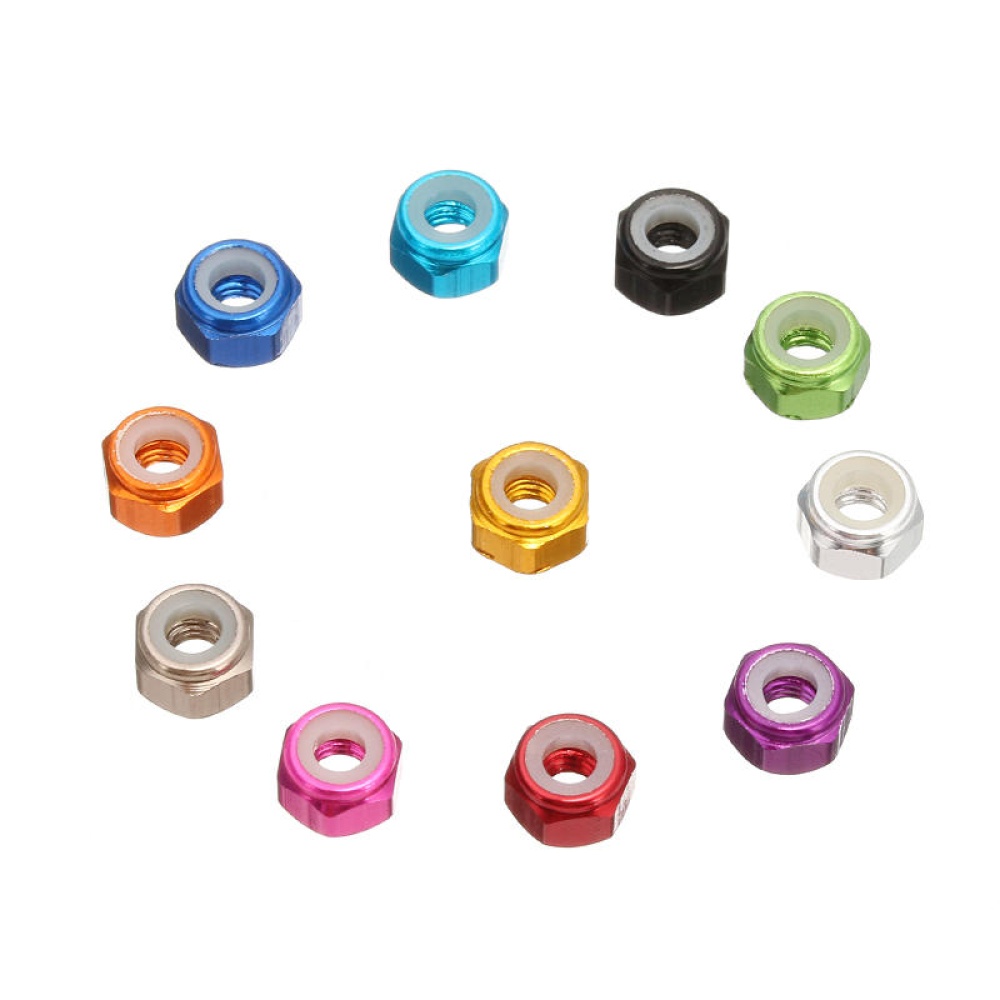 Suleve M2AN1 10Pcs M2 Self-locking Nylon Nut Aluminum Alloy Multi-color - Grey - Image 2