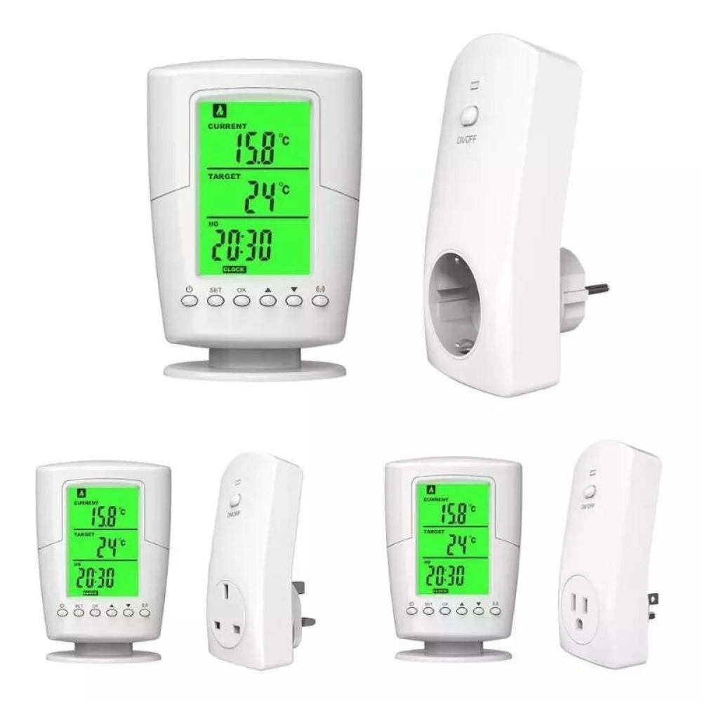 TS-2000 Programmable Wireless Thermostat Socket White LCD Home Intelligent Temperature Control Socket - US Plug - Image 2