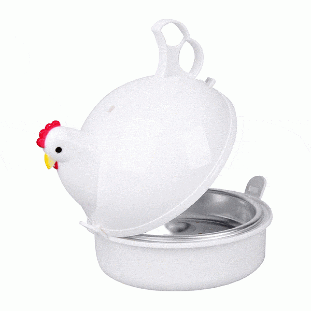 Microwave 4 Eggs Boiler Cooker Poacher Boiled Chicken Shaped Kitchen Cooking Tool - Image 2