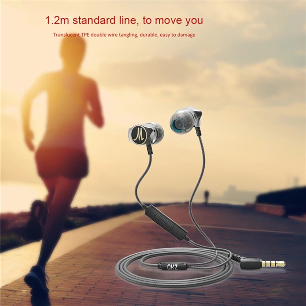 QKZ DM7 Wired Headset HD HIFI Bass Noise Reduction 10mm Dynamic Earbuds 3.5mm In-Ear Sports Music Gaming Earphone with Mic - Grey - Image 2