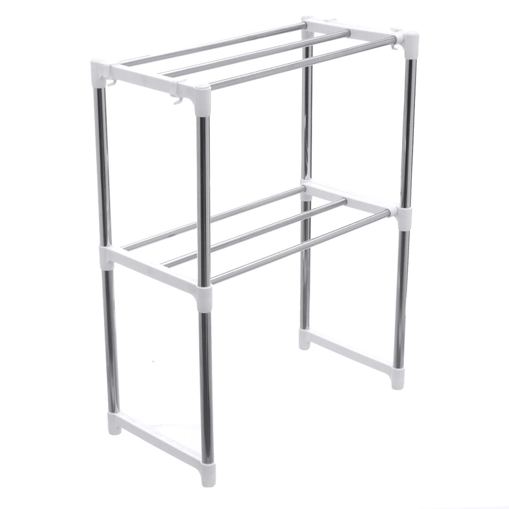 495-850mm Storage Shelf Double-layer Multi-function Telescopic Framework Kitchen Storage Rack - Image 2