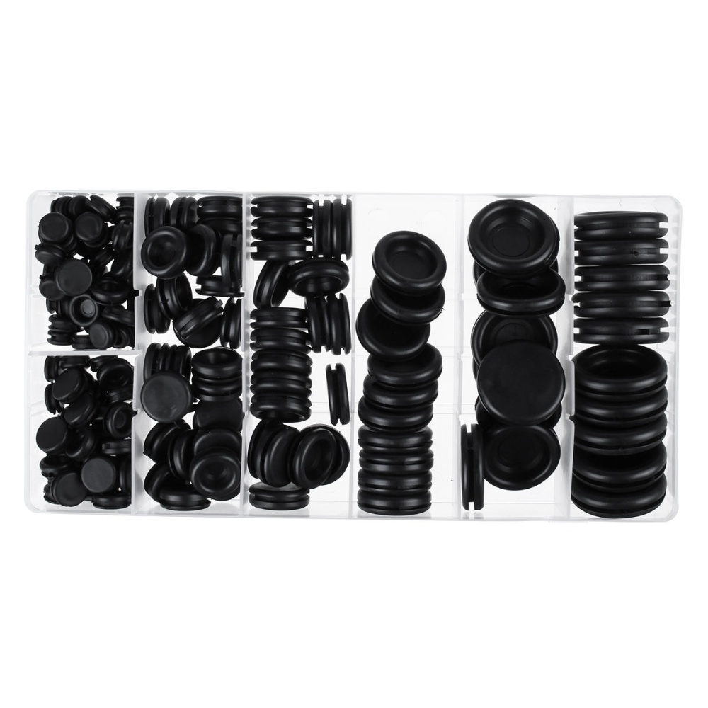 170pcs Rubber Grommet Seal Gasket Firewall Hole Plug Set Electrical Wire Black Assortment Kit - Image 2