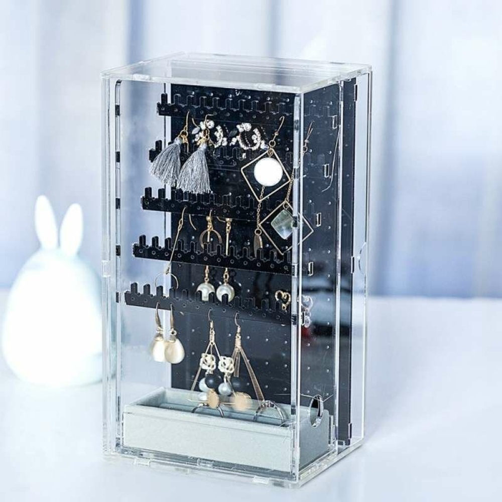 Boete de rangement en acrylique multifonctionnelle pour anneau intelligent Boete de rangement pour bijoux haut de gamme Boucles d'oreilles Montre Collier Presentoir - Transparent