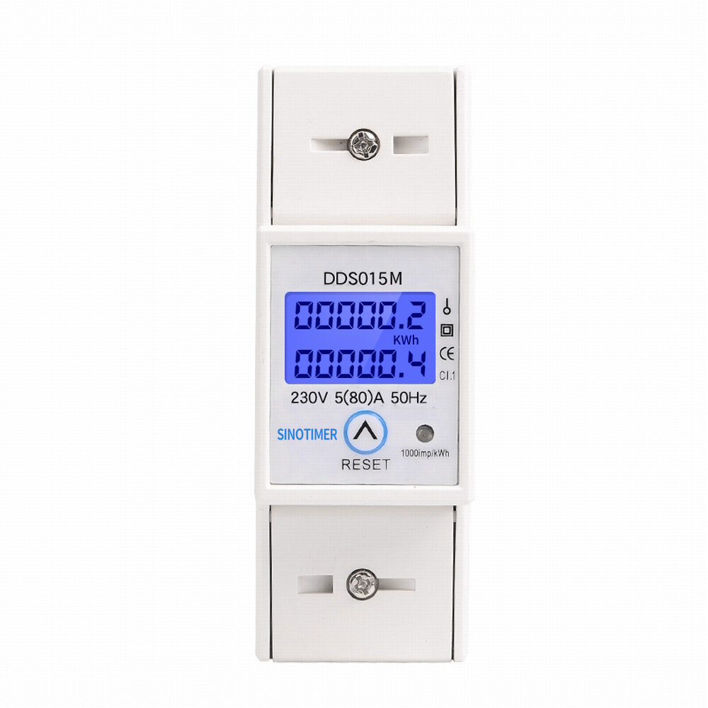 SINOTIMER DDS015M 5-80A 230V Reset and Reset Backlight Display Single-phase Household Rail Multi-function Energy Meter - Image 2