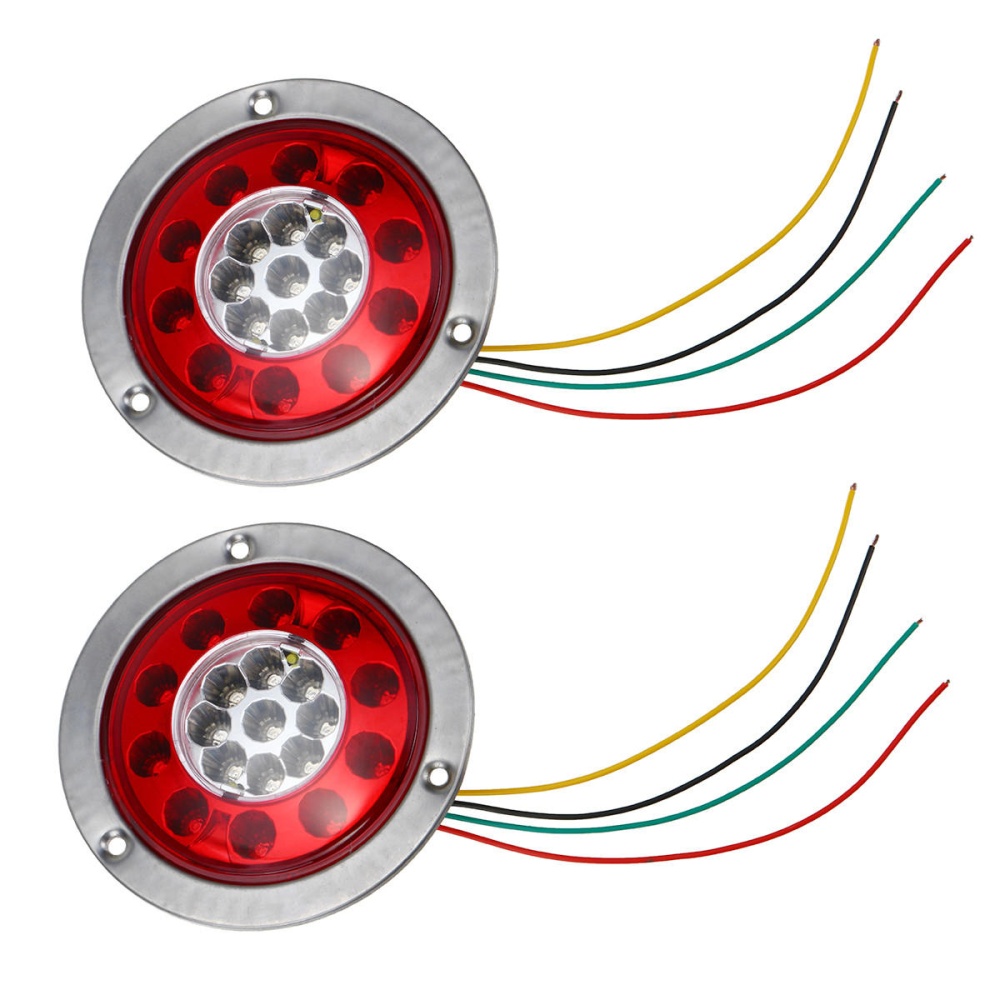 19 LED Truck Lorry Brake Lights Stop Turn Tail Lamp Stainless Steel Turn Signal Stop Lights - Image 2