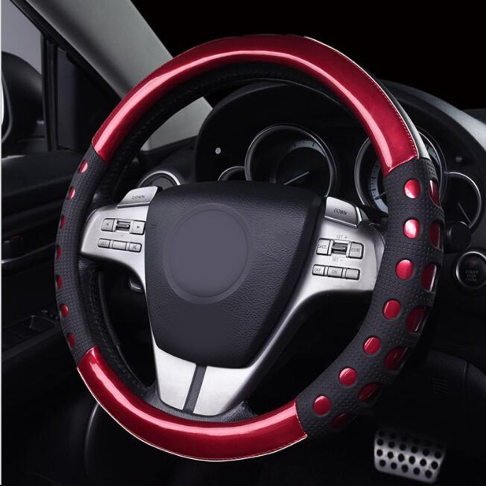 38cm Leatherette Anti Slip Resistance Universal Steering Wheel Covers Car Auto Accessories Decoration - Black - Image 2