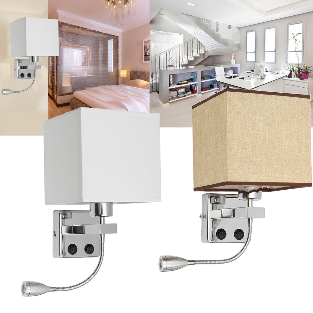 E27 Cloth Modern LED Wall Lamp Sconce Light for Hallway Bedroom Bedside - White