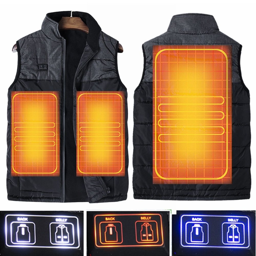 Dual Control Electric Vest Heated Outdoor Jacket USB Warm Up Heating Pad Winter Body Warmer - L