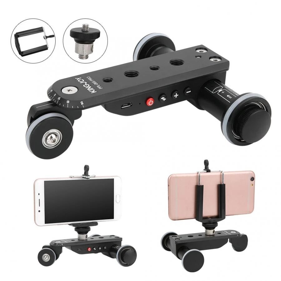 KINGJOY PPL-06S Pro Motorised Camera Slider Dolly Car Rail Systems Electric Track Slider with Remote 5 Levels Speed Adjustable for Phone DSLR Camera - Image 2