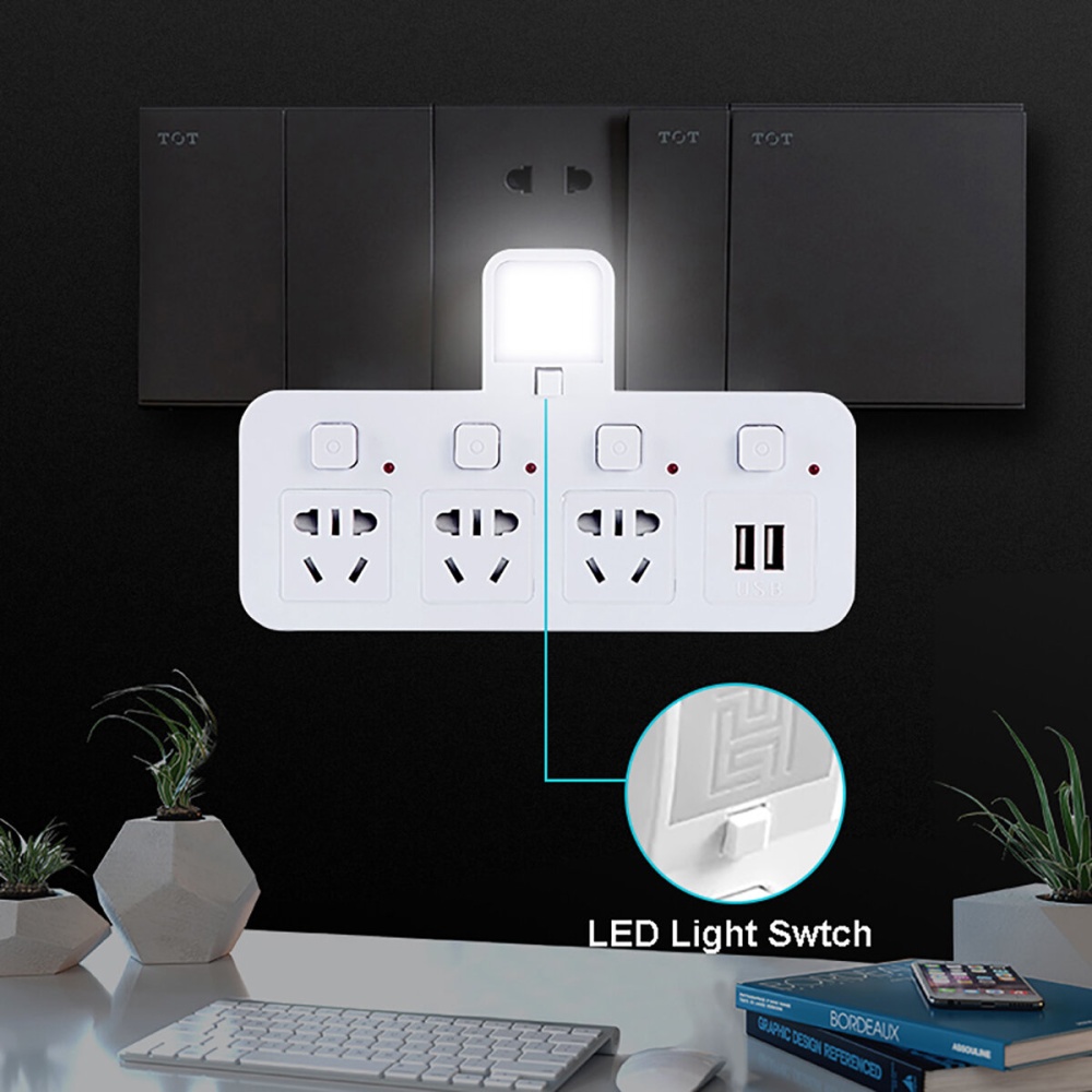 Bakeey LED USB Wall Charger with 2 USB Charging Ports Wall Mount Charging Center Adapter for iPhone 12 12Pro Max Home Office - 2 Way - Image 2