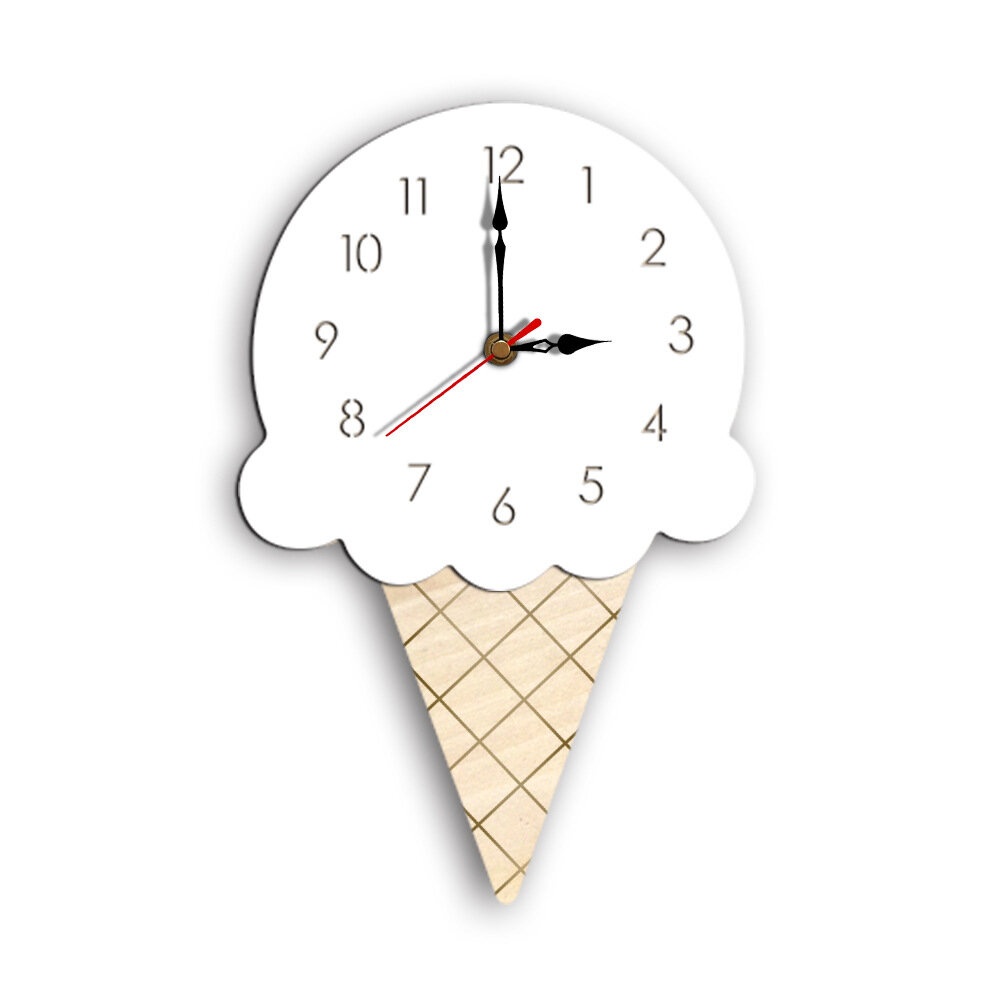 Home Cartoon Creative Wall Clock Living Room Acrylic Ice Cream Children's Clock - Black - Image 2