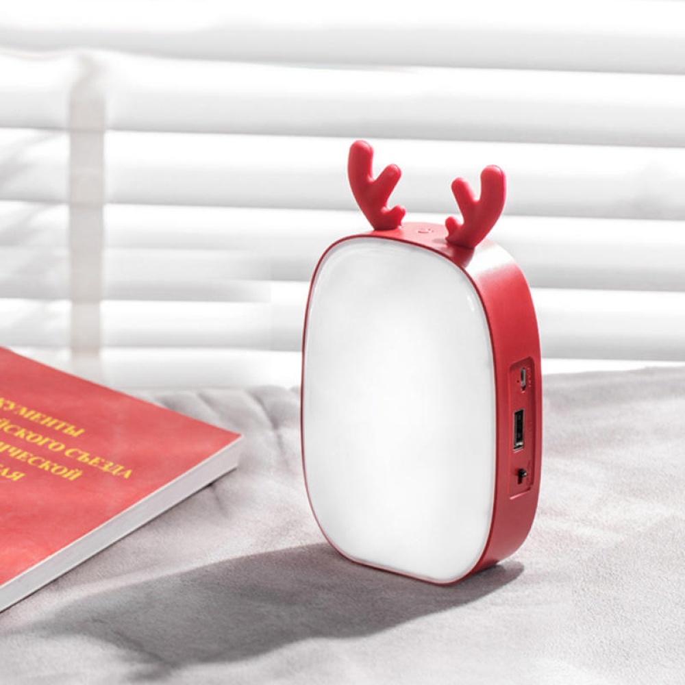 Multi-function Mini LED Deer Table Lamp USB Night Bed Light With Lithium Battery Warm/White Light Color - Red - Image 2