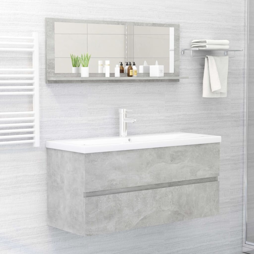 Bathroom Mirror Concrete Gray 39.4"x4.1"x14.6" Chipboard - Image 2