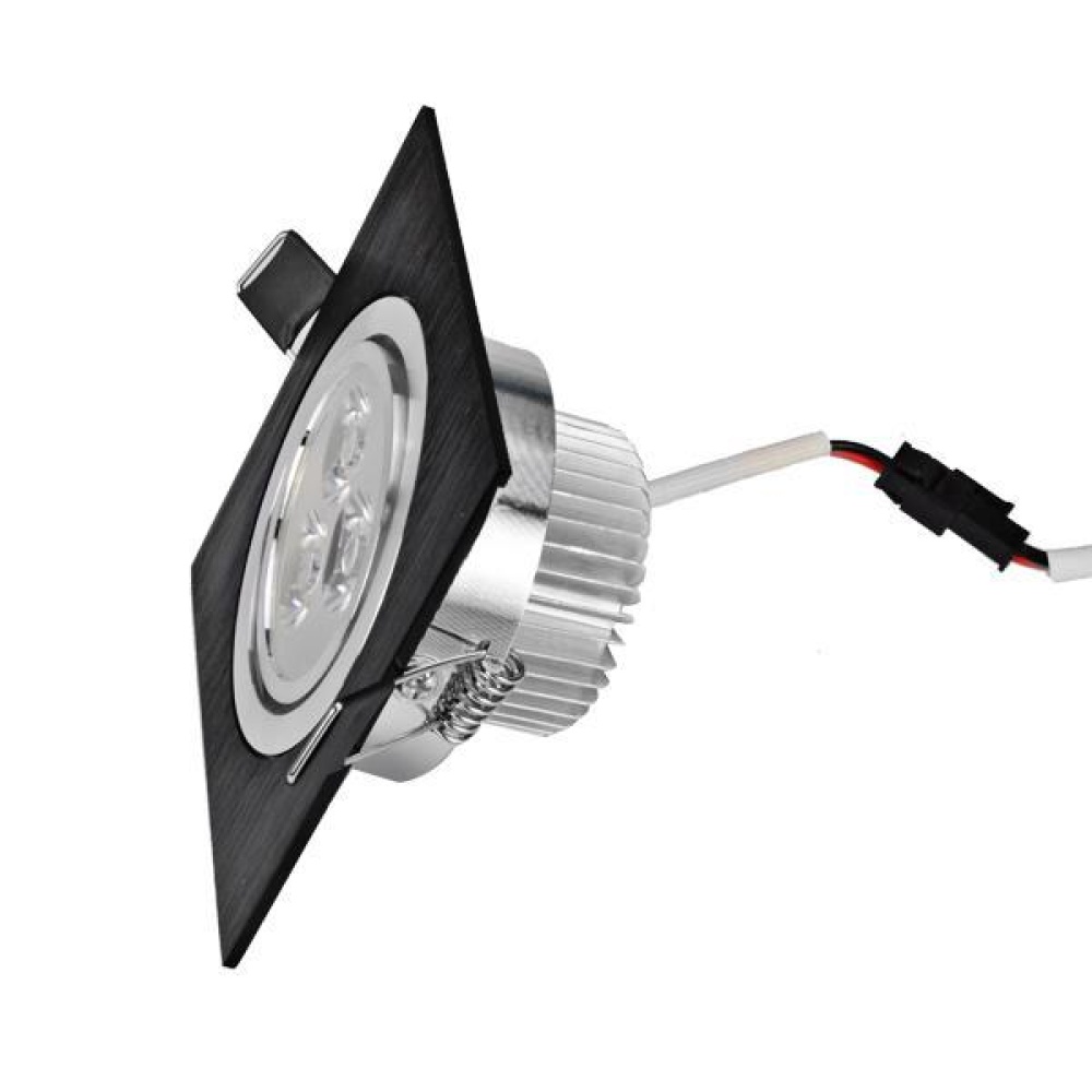 3W/5W/7W/12W One Head Black LED Square Ceiling Recessed Light Down Light 85-260V - 3W White Light - Image 2