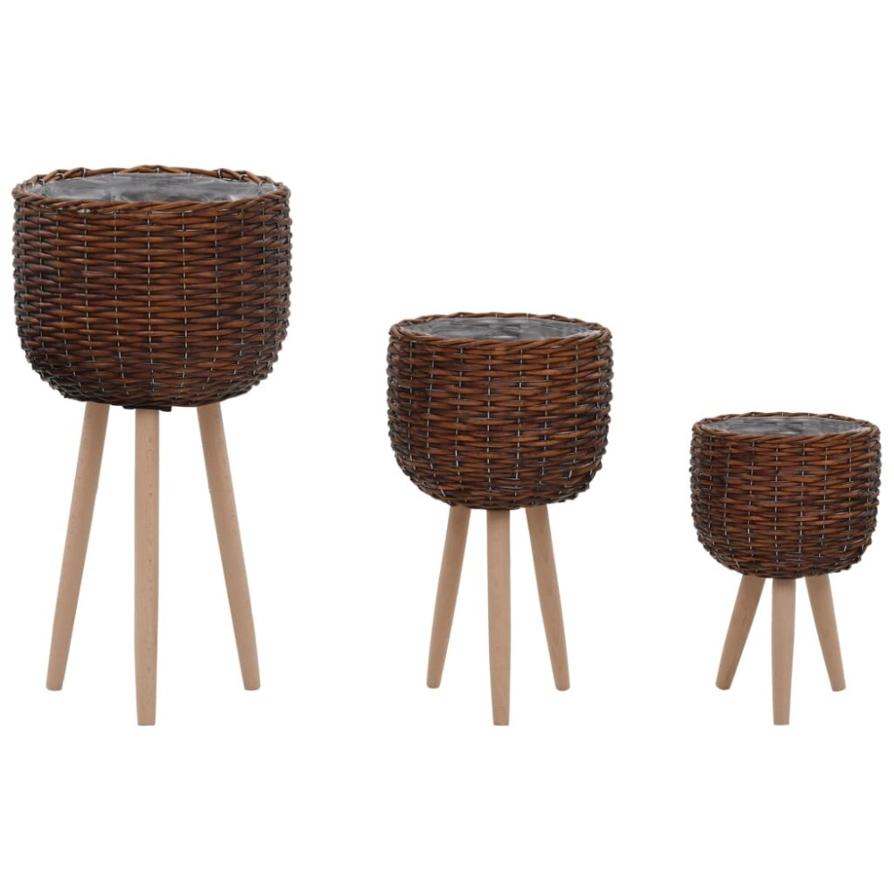 Planters 3 pcs wicker with PE liner - Image 2