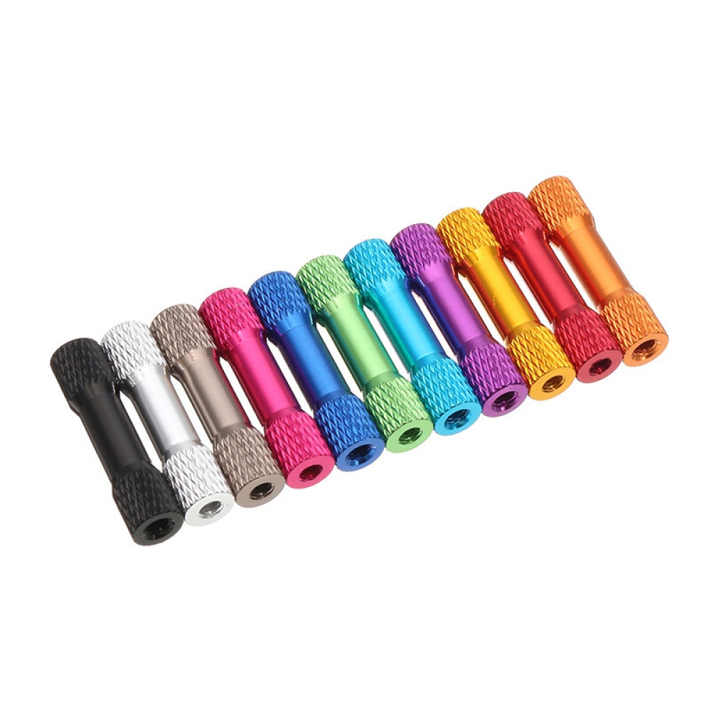 Suleve M3AR4 10Pcs M3 25mm Knurled Standoff Aluminum Alloy Multicolor - Red - Image 2