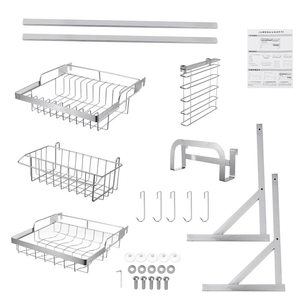 Stainless Steel 2-Tier Utensils Dish Drying Rack Over Sink Drainer Kitchen Storage Shelf - #01 - Image 2