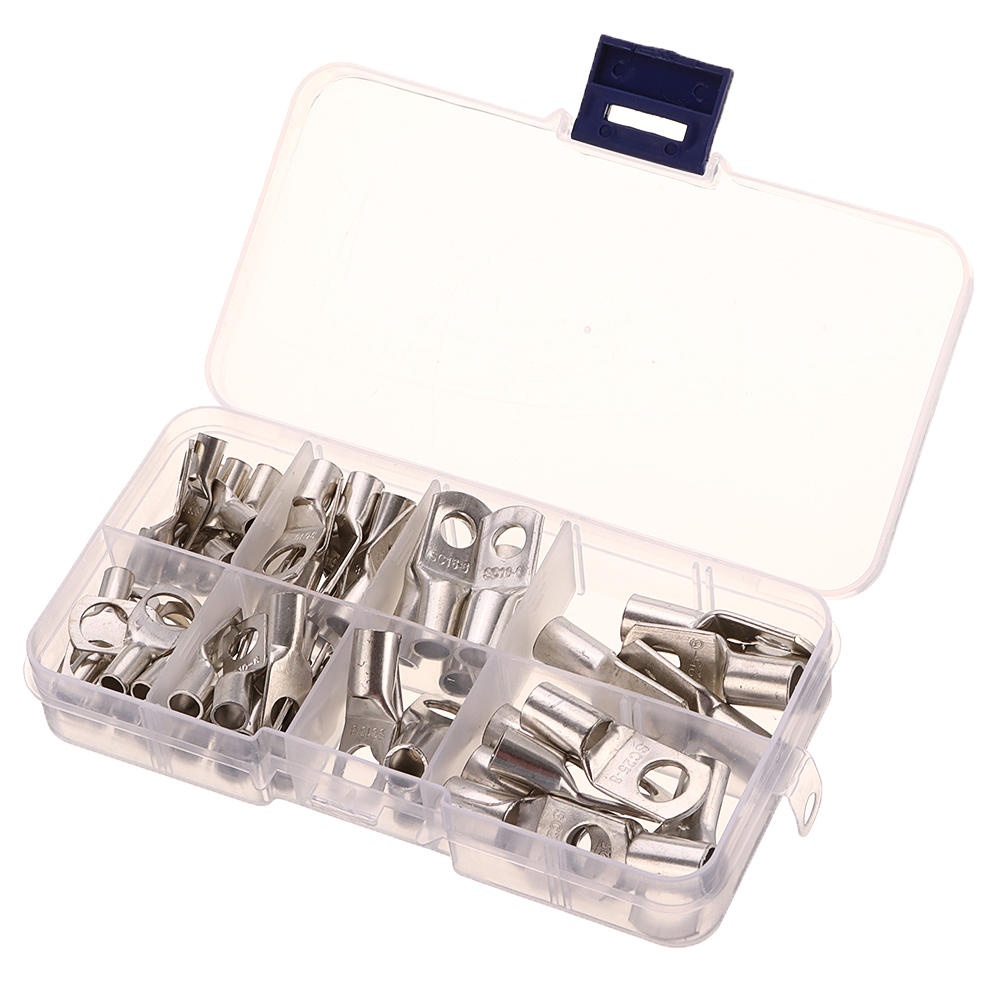 60Pcs Silver SC Bare Terminals lug Tinned Copper Tube Lug Ring Seal Battery Wire Connector Bare Cable Crimped/Soldered Terminal Kit - Image 2