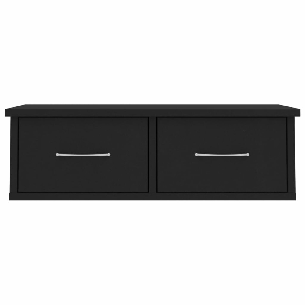 Wall-mounted Drawer Shelf Black 23.6"x10.2"x7.2" Chipboard - Image 2