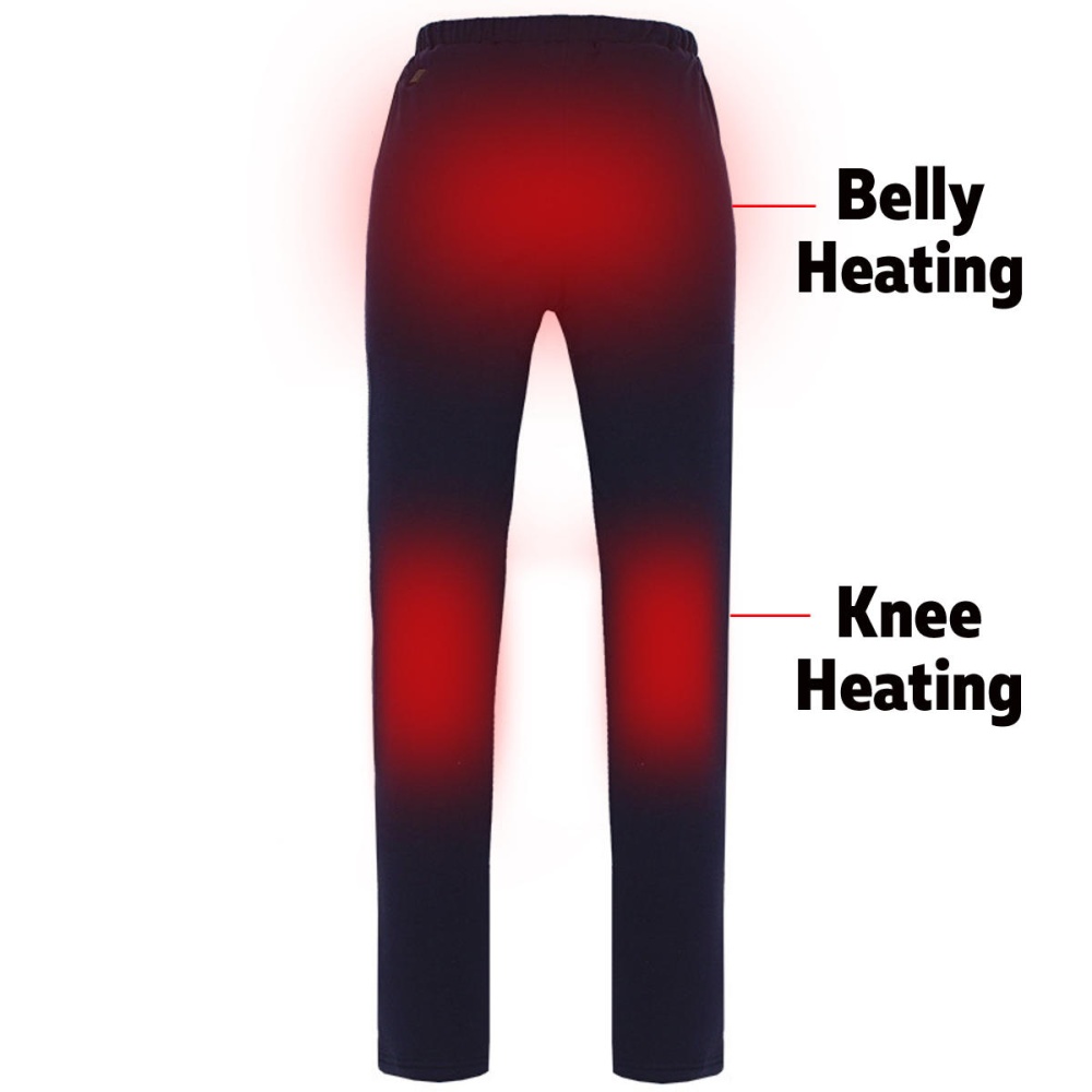 USB Electric Heated Pants Ladies Womens Warm Heating Base Layer Elastic Trousers - Black M - Image 2