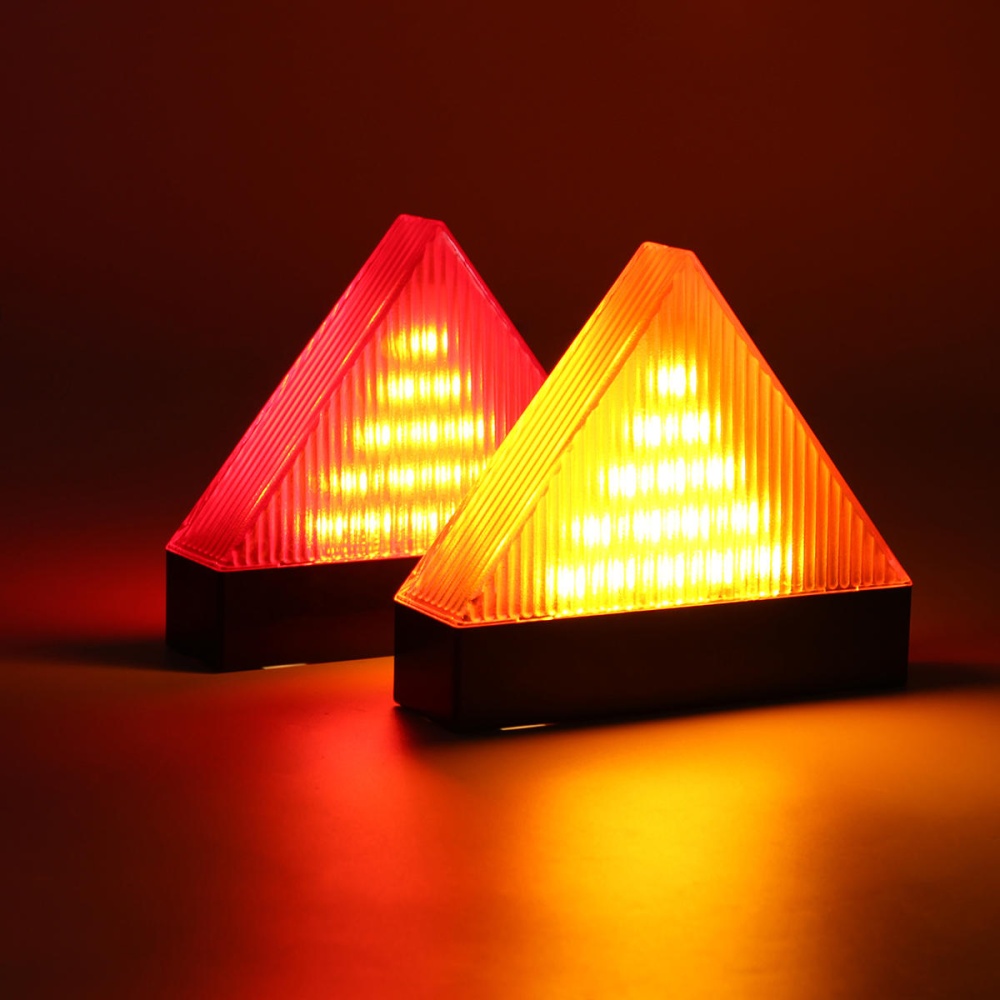 Universal Rechargeable LED Car Triangle Warning Strobe Lights Red/Yellow with Tripod Emergency Security Flash - Yellow - Image 2