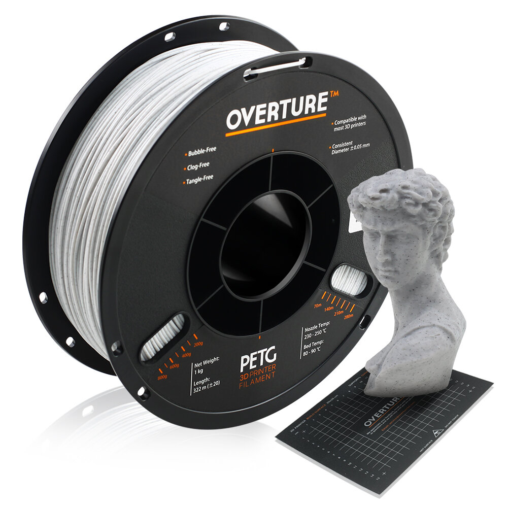 OVERTURE 1.75MM ROCK PETG Filament for 3D Printer Part