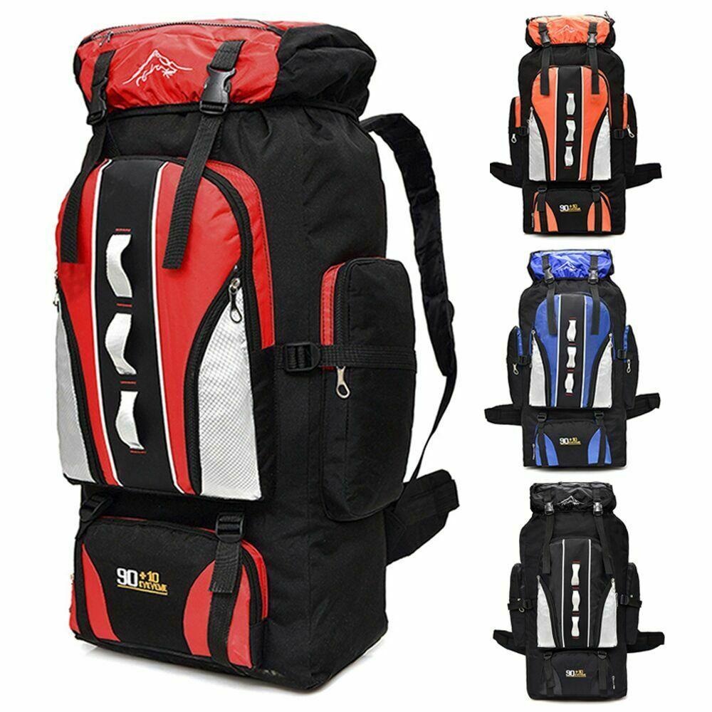 100L Outdoor Hiking Camping Backpack Bag Travel Mountaineering Trekking Day Pack - Red - Image 2