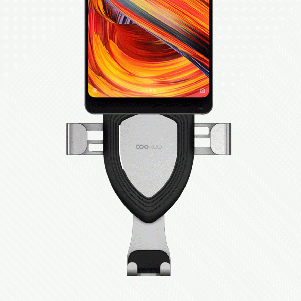 COOWOO Car Phone Holder Gravity Linkage Metal Air Vent Mount for iPhone XS Max from Xiaomi Youpin - Silver