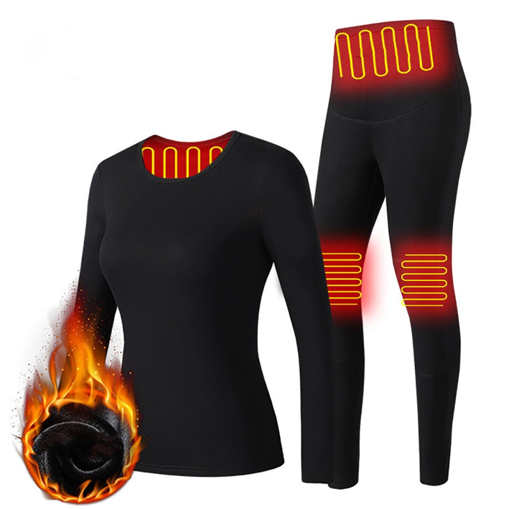 Men Women Electric Heated Underwear Suit Thermal Elastic Heating Pants Winter - 4XL Pants Female - Image 2