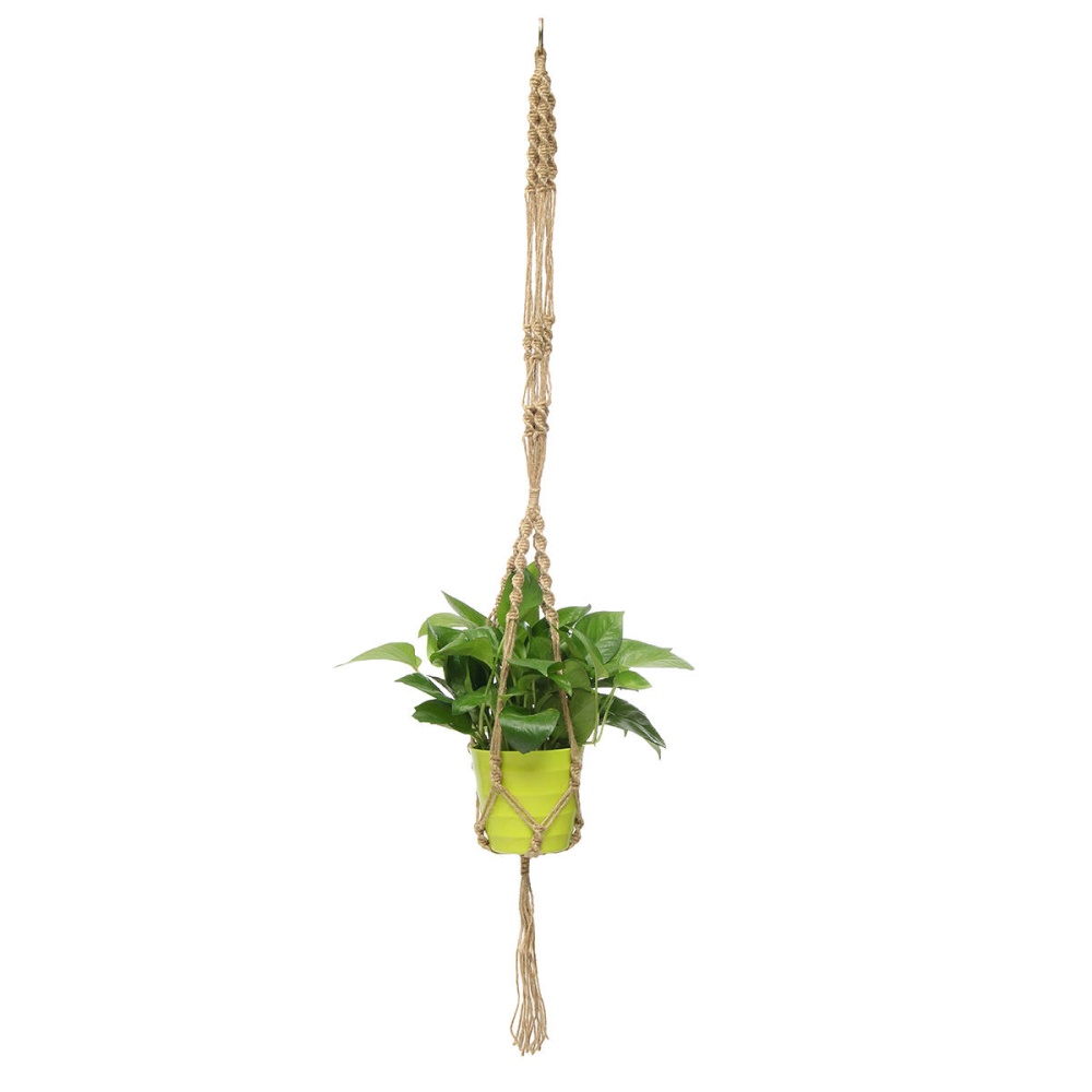 110cm Double Layer Hemp Jute Rope Plant Flower Pot Hanger Holder Macrame Hanging Basket - Image 2