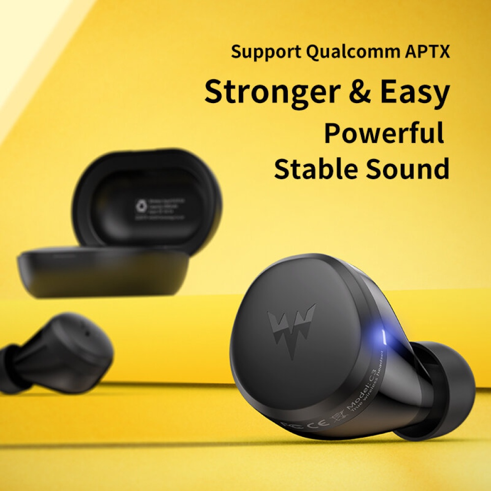 Whizzer C3 TWS Wireless Earbuds bluetooth 5.0 Earphone QCC3020 APT AAC HiFi Stereo Touch Control Headset Headphone with Mic - Black - Image 2