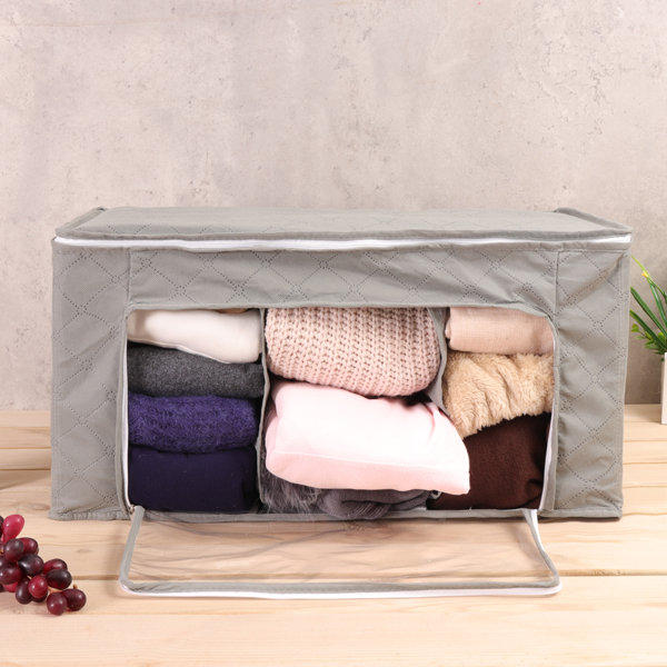 Transparent Quilts And Clothes Storage Bag Folding Organizer Bags Bamboo Container - Image 2