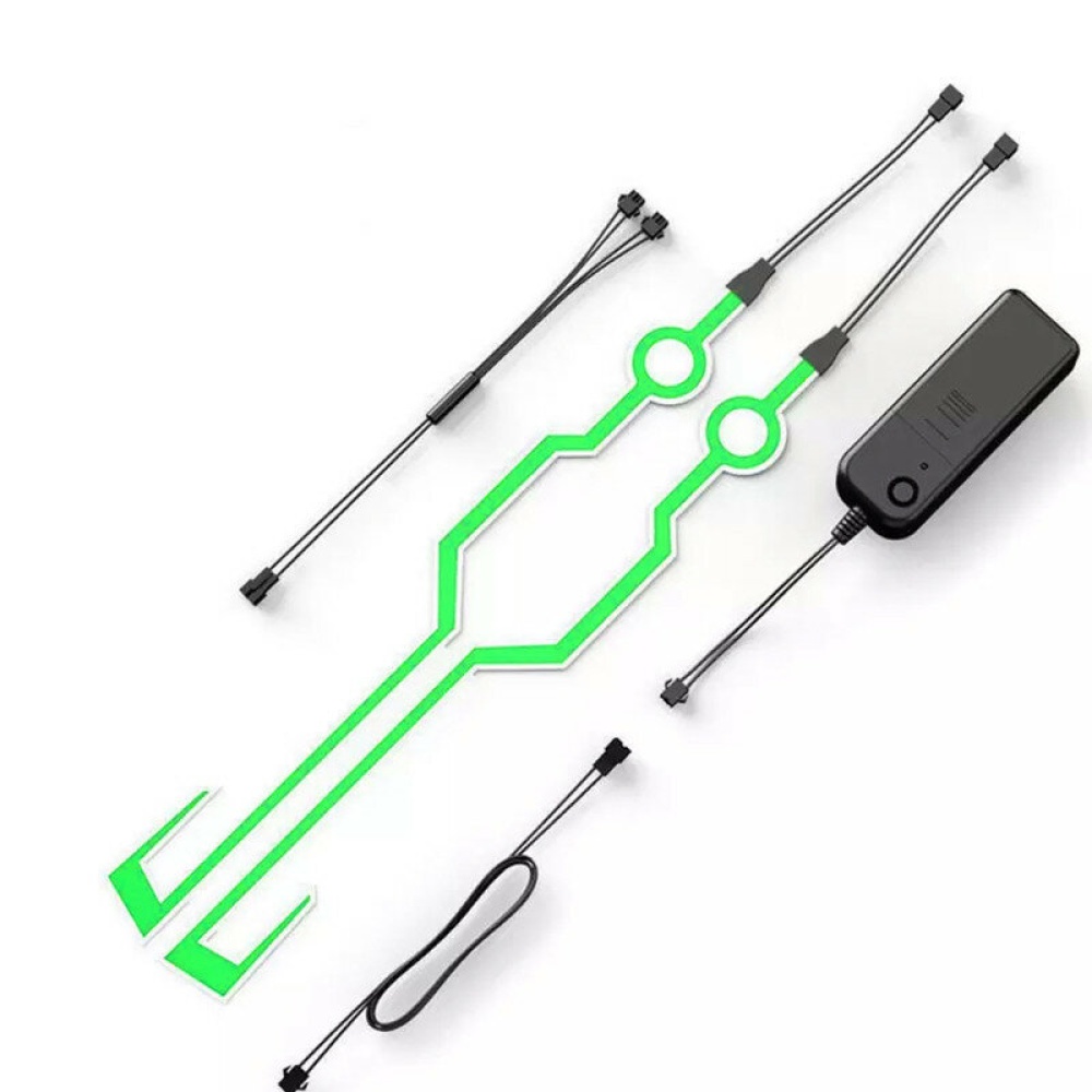 DIY Reflector Cold Film El LED Bar Strip Flashing Light Kit for Motorcycle Helmet - Red