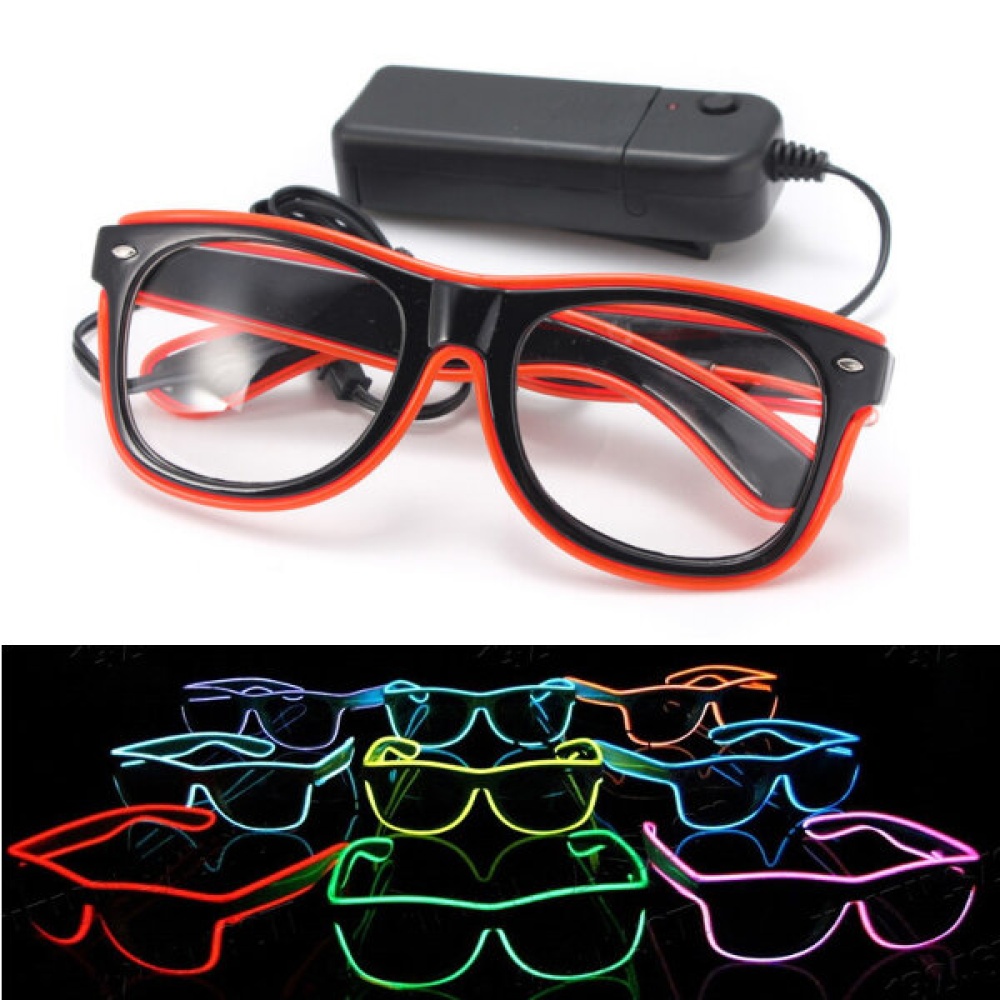 El Wire Neon LED Light Shutter Shaped Glasses For Rave Costume Party - Blue - Image 2