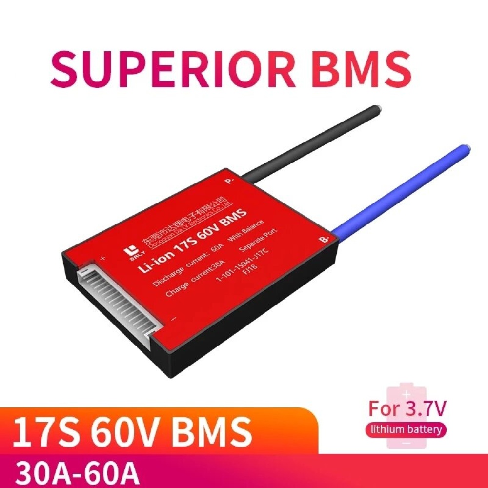 DALY BMS 3.7V Li-ion 17S 60V 30A 40A 50A 60A 18650 PCM Battery Protection Board BMS PCM with Balanced - 30A Common Port