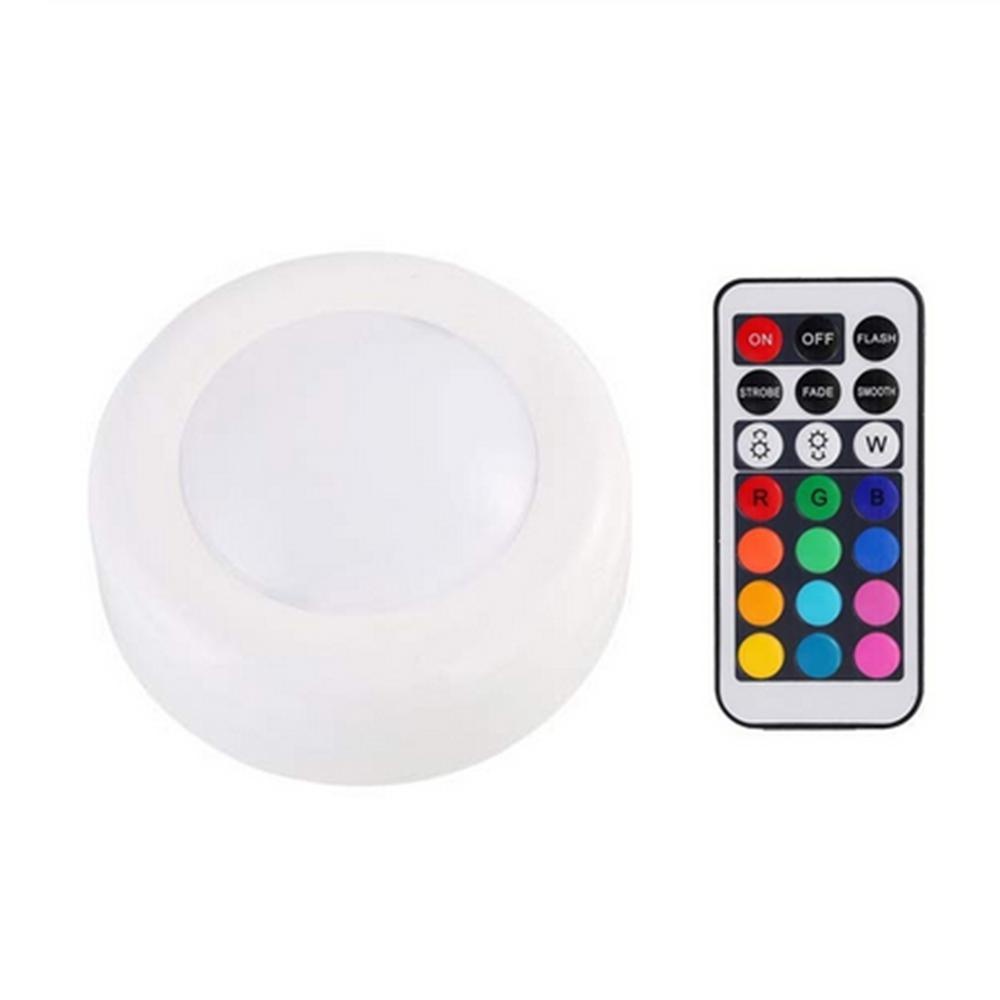 3pcs / 6pcs Colorful Remote Control Pat Night Light for Wardrobe Kitchen Bedroom Cabinet Round Shape - 3pcs lights with 1pc remote controller - Image 2