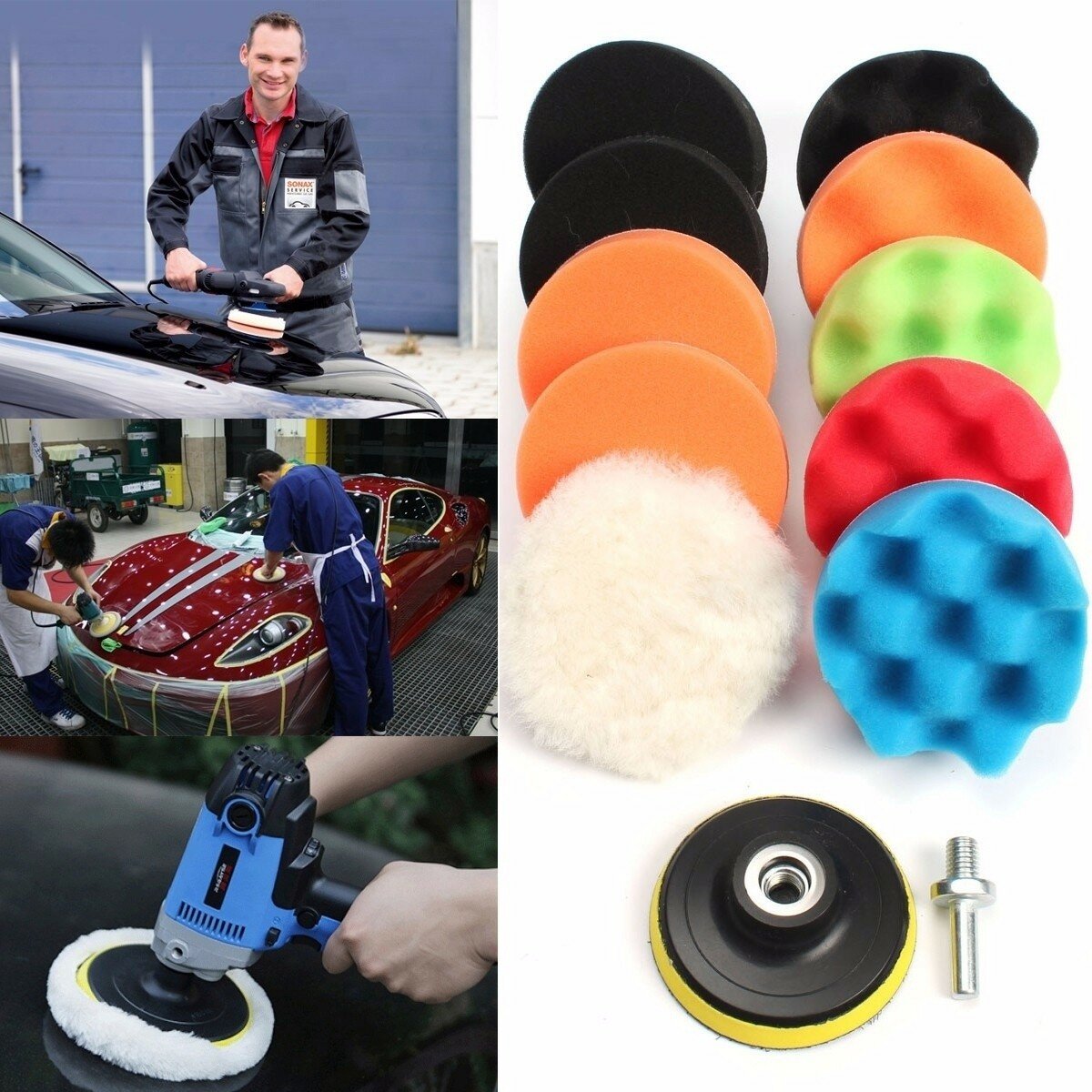 Car Waffle Buffer Polishing Pads 3/4/5/6/7 Inch Cleaning Sponge Waxing Boat Car Buffer Drill Wheel Removes Scratches - 3