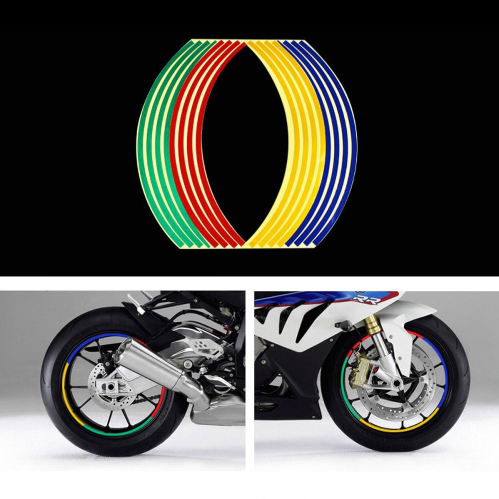 16pcs Tyre Reflective Strips Tape Styling Wheel Sticker Rim For 17Inch 18Inch Car Motorcycle Bike Tire - 1 - Image 2