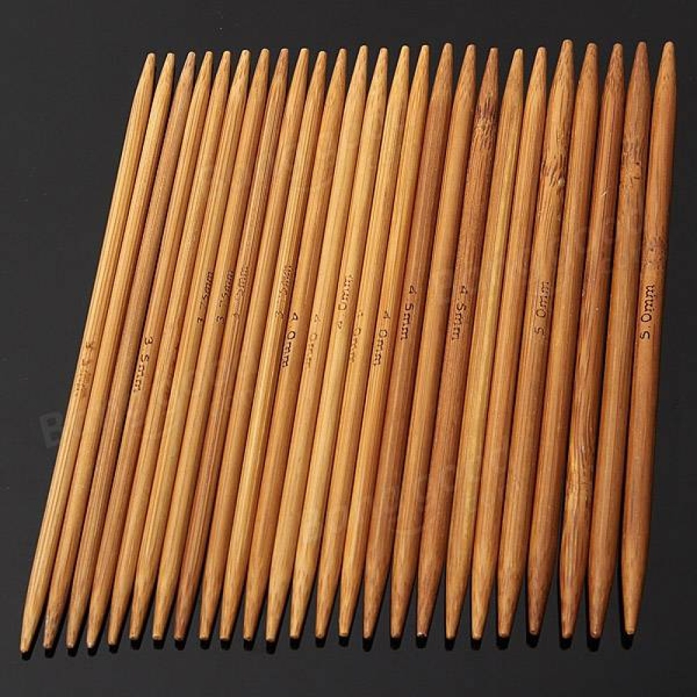 55pcs 11 Sizes Carbonized Bamboo Double Pointed Knitting Needles Hat Sweater Scarf Crochet Hook - Image 2