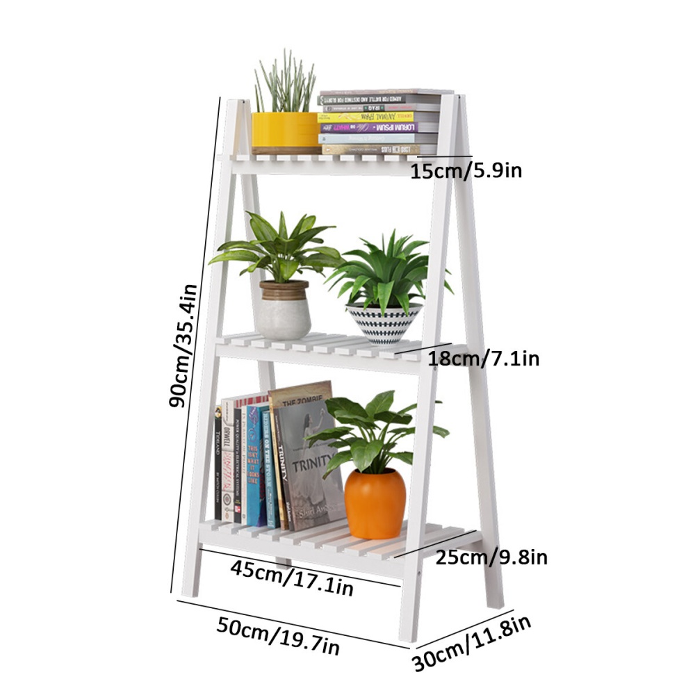 3 Tier Foldable Wood Plant Flower Stand Ladder Shelf Rack Planter Pot Holder - Image 2