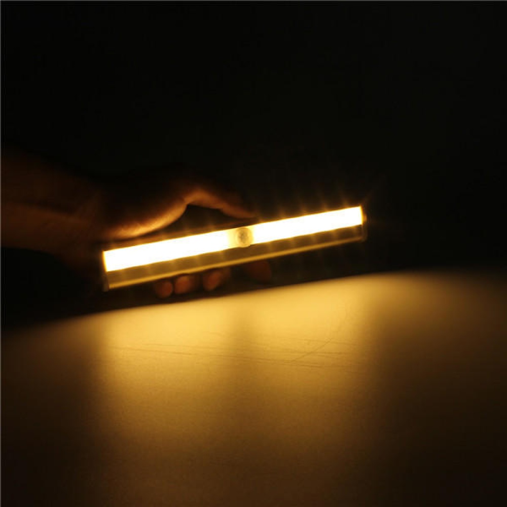 10 LED Cabinet Light PIR Human Body Motion Sensor Lamp Cupboard Closet LED Night Light LED Strip Light 6V - Warm White - Image 2